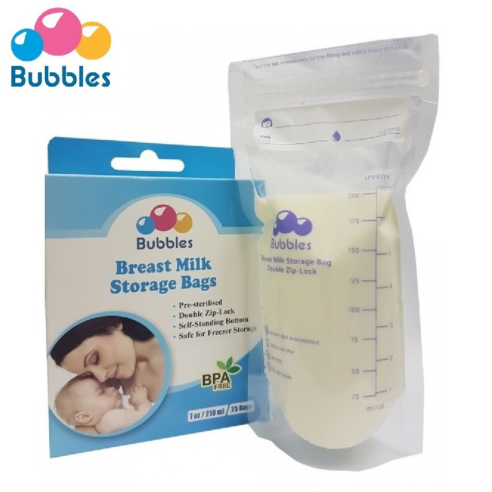 Bubbles Double Ziplock Breastmilk Storage Bags 7oz 25pcs L Little Baby Shop My Online Store Malaysia